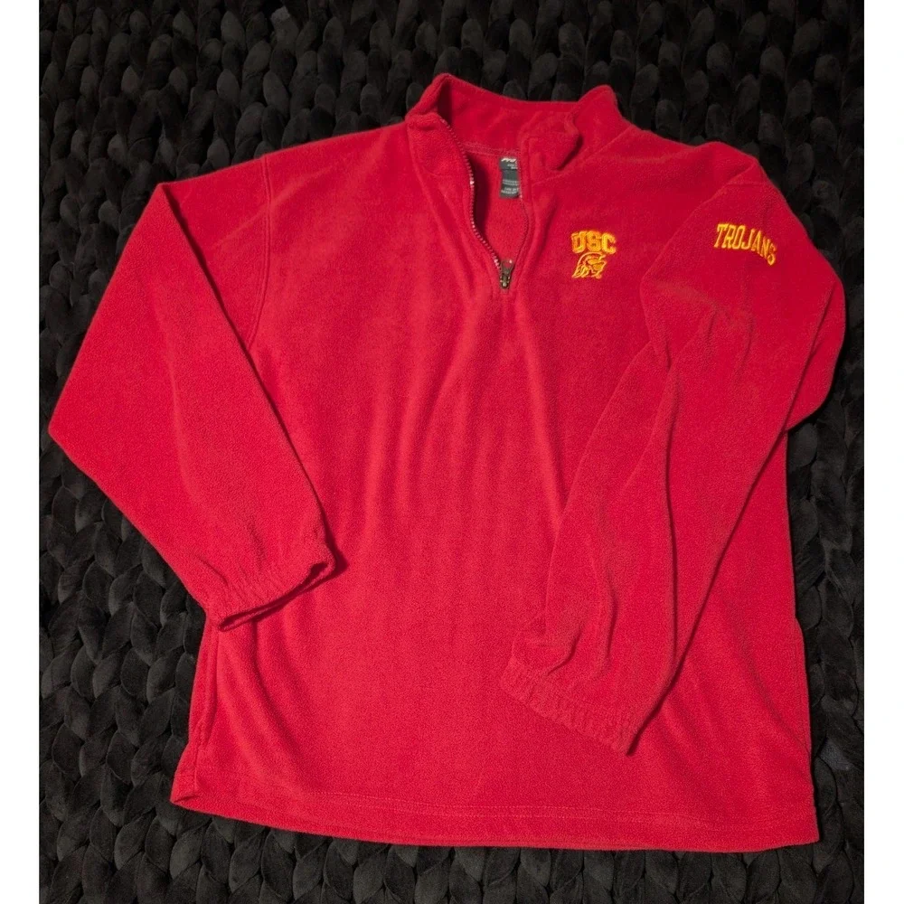 Pro Edge USC Trojans Quarter Zip Fleece Pullover Youth Size 16/18 Adult Small
